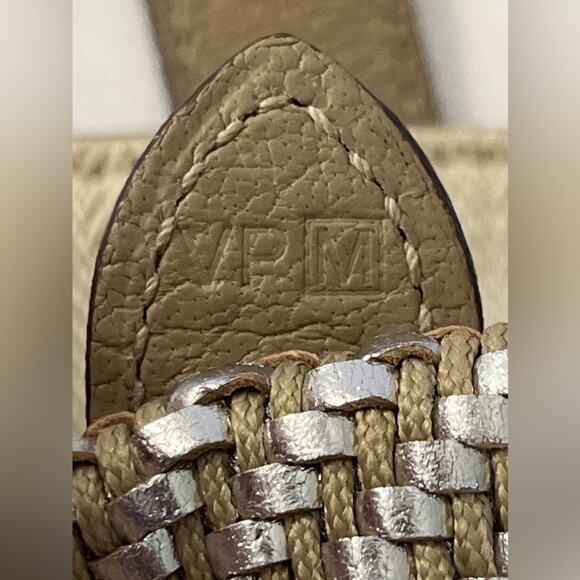 Hermès Woven Leather Chevron Tote Bag Beige Silver Made in India VPM Stamp - Picture 3 of 16